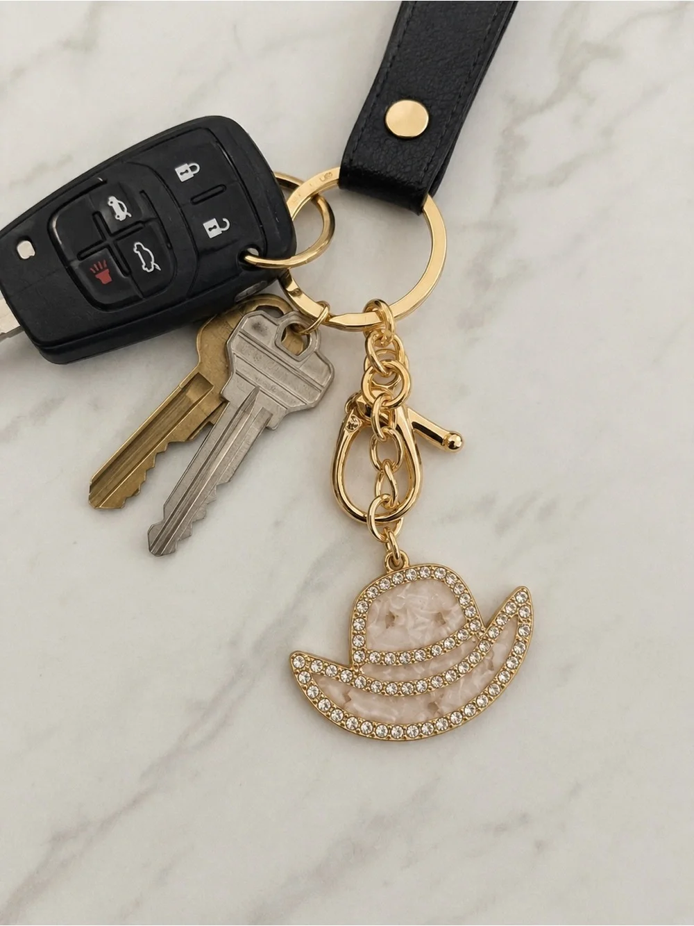 Western Cowgirl Hat Rhinestone Bag Charm / Keychain